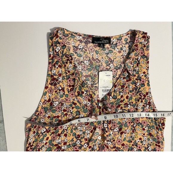 Suzanne Betro Women’s shirt dress Size M Floral V Neck  Ruffle Tiered Sleeveless - Picture 8 of 10